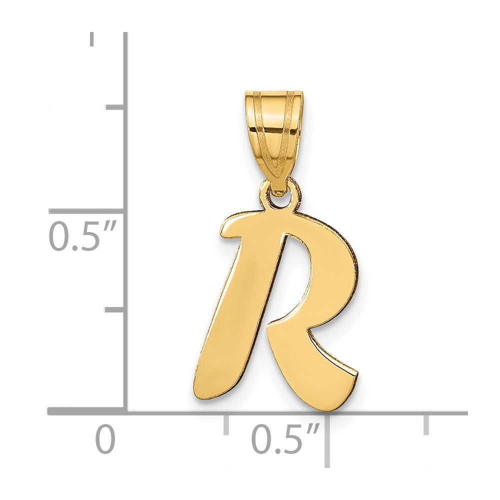 14K Gelbgold 14K Poliert Schreibschrift Buchstabe R Initiale Anhänger
