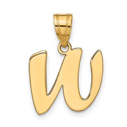 14K Gelbgold 14K Poliert Schreibschrift Buchstabe W Initiale Anhänger