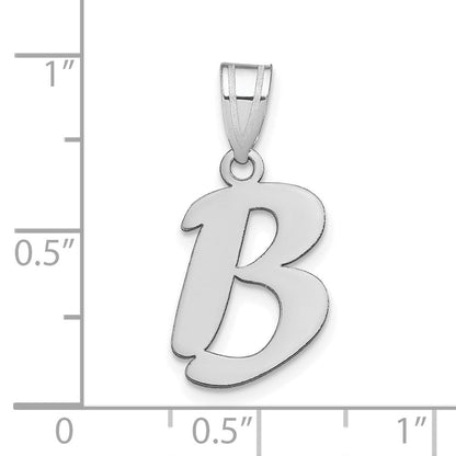 14K Weißgold 14kw Poliert Schreibschrift Buchstabe B Initiale Anhänger