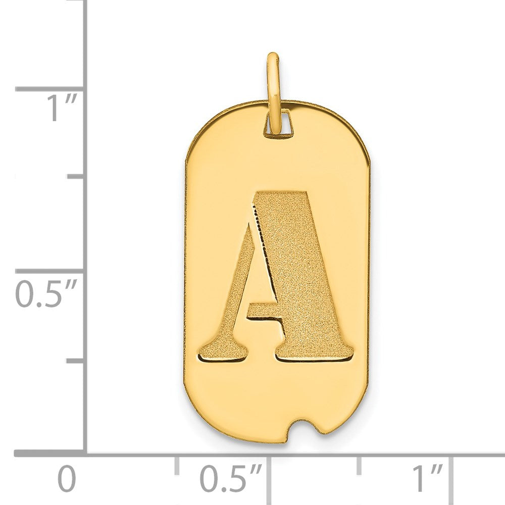 14K Gelbgold Polierter Buchstabe A Initial Hundemarke Anhänger