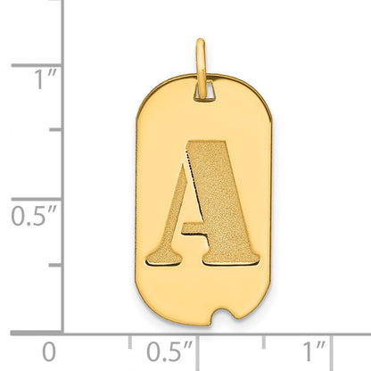14K Gelbgold Polierter Buchstabe A Initial Hundemarke Anhänger
