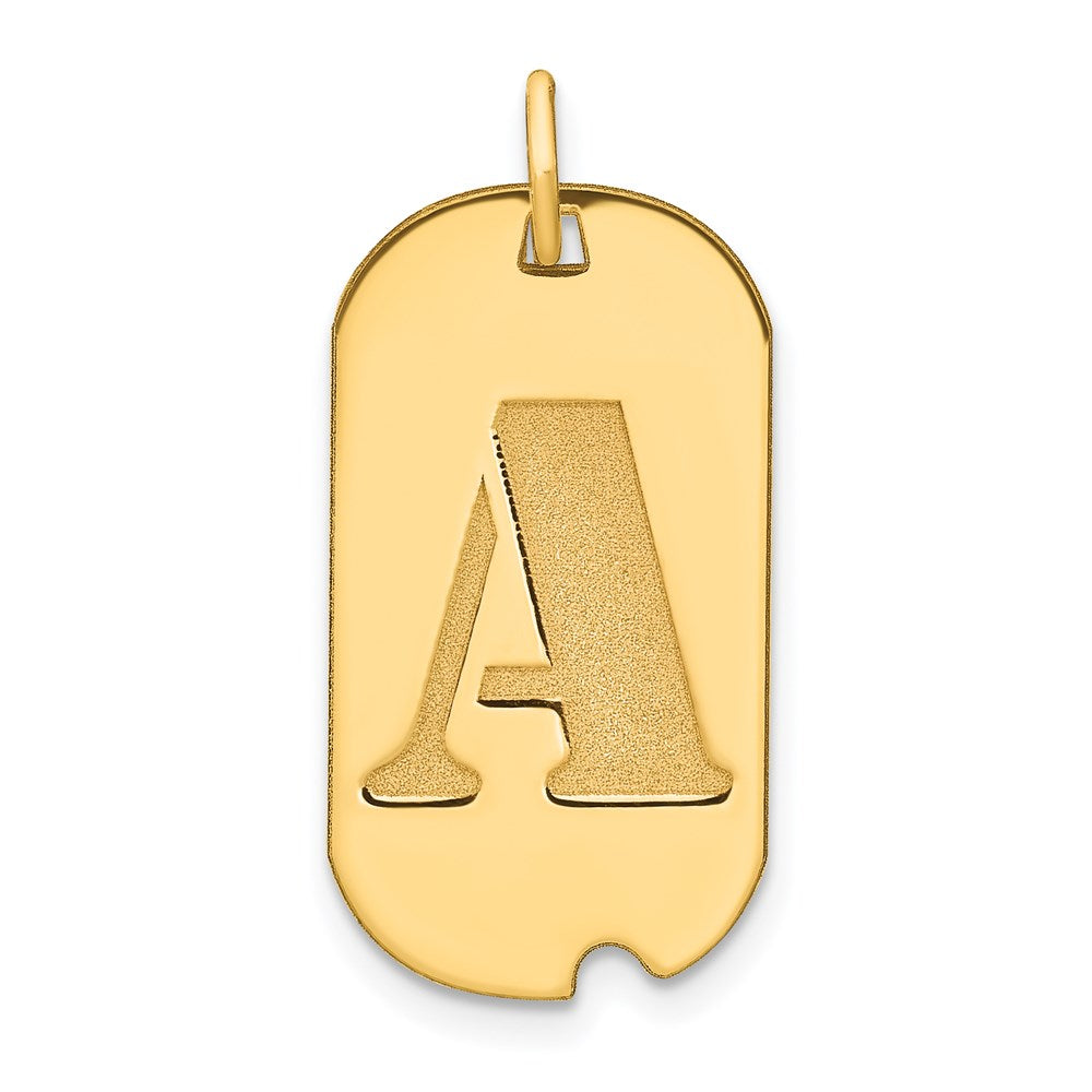 14K Gelbgold Polierter Buchstabe A Initial Hundemarke Anhänger