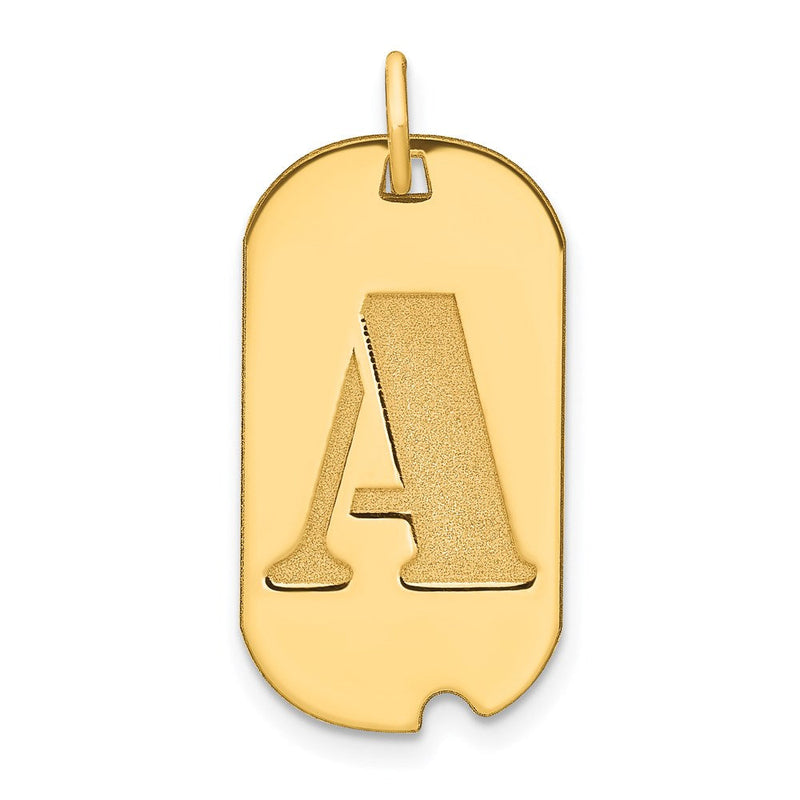 14K Gelbgold Polierter Buchstabe A Initial Hundemarke Anhänger