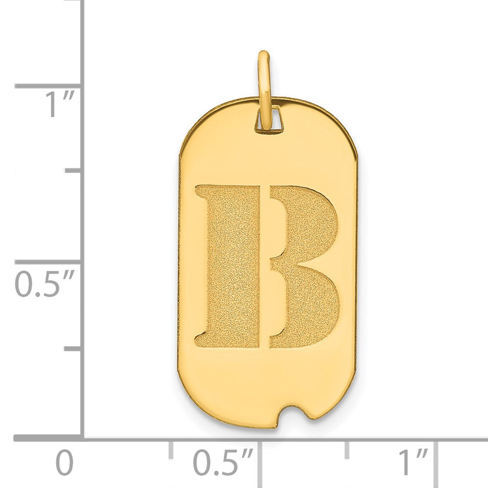 14K Gelbgold polierter Buchstabe-B-Initial-Dog-Tag-Anhänger