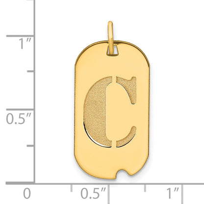 14k Gelbgold Polierter Buchstabe-C-Initial-Hundemarke-Anhänger