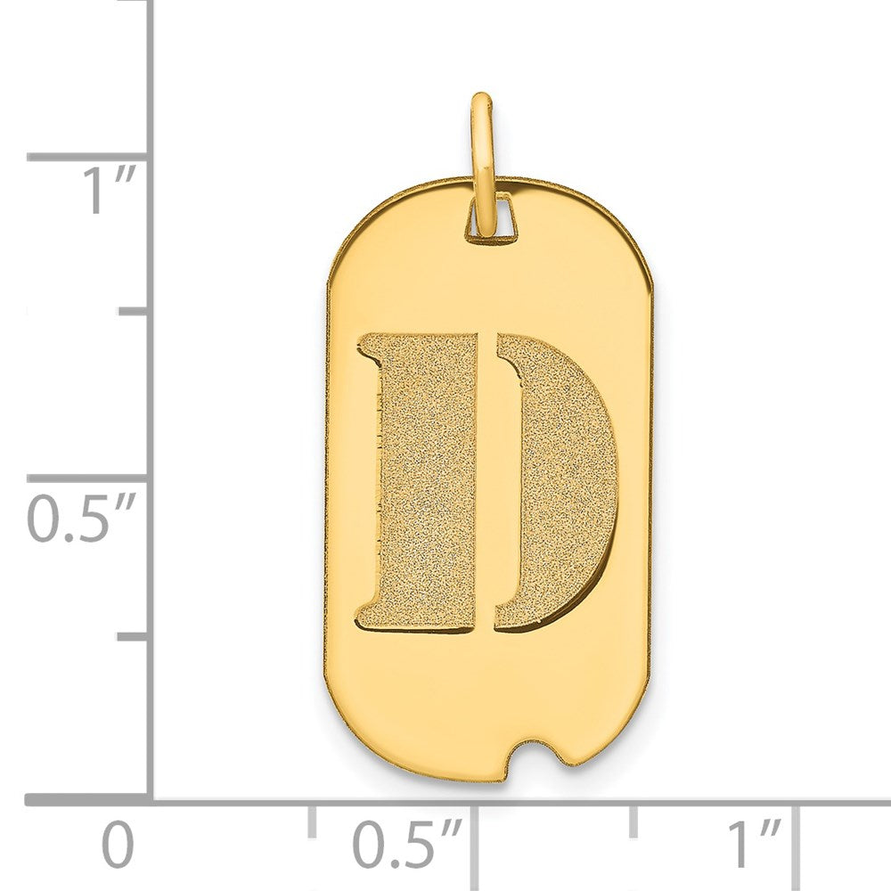 14K Gelbgold Polierter Buchstabe D Initial Hundemarken-Anhänger