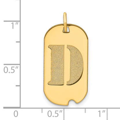 14K Gelbgold Polierter Buchstabe D Initial Hundemarken-Anhänger