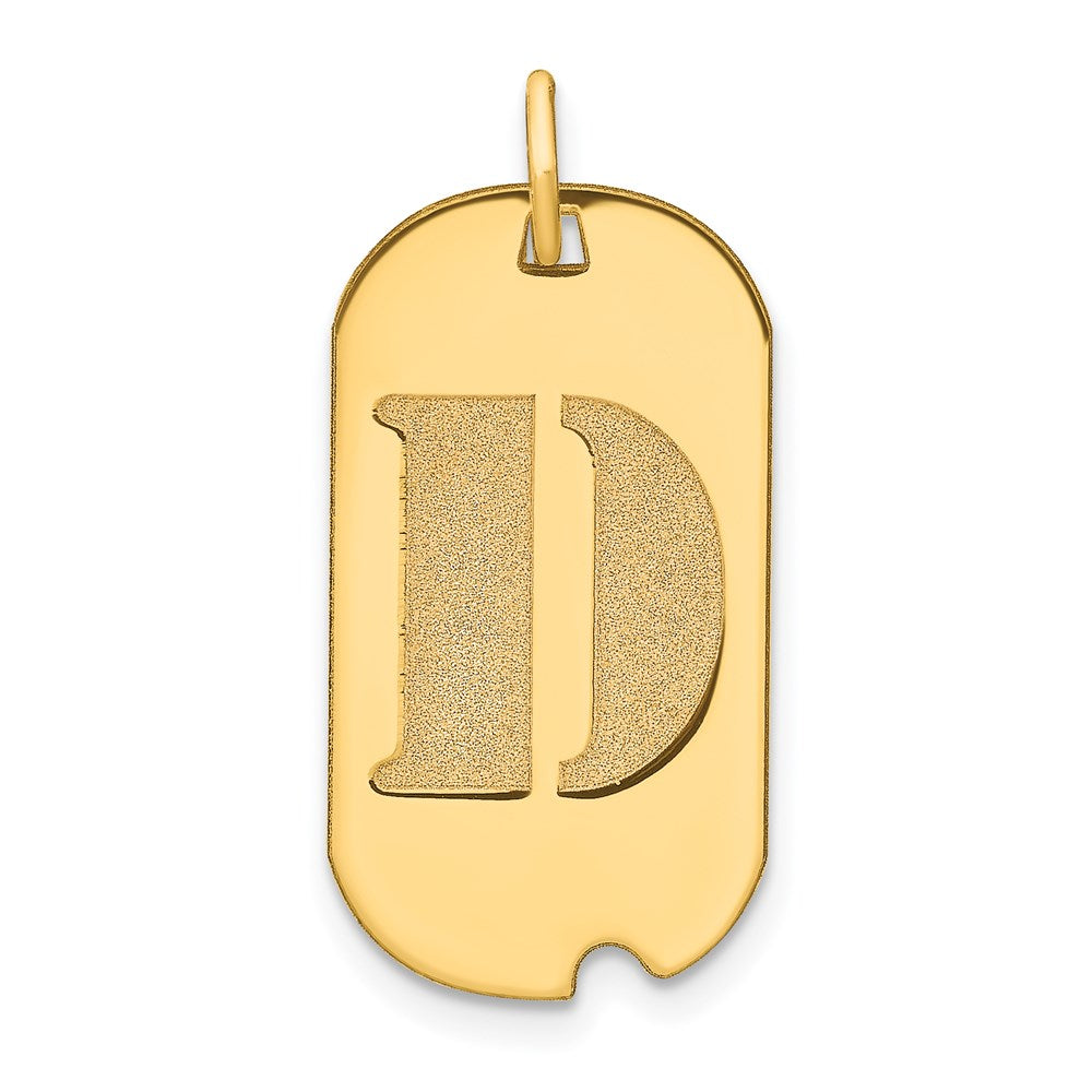 14K Gelbgold Polierter Buchstabe D Initial Hundemarken-Anhänger