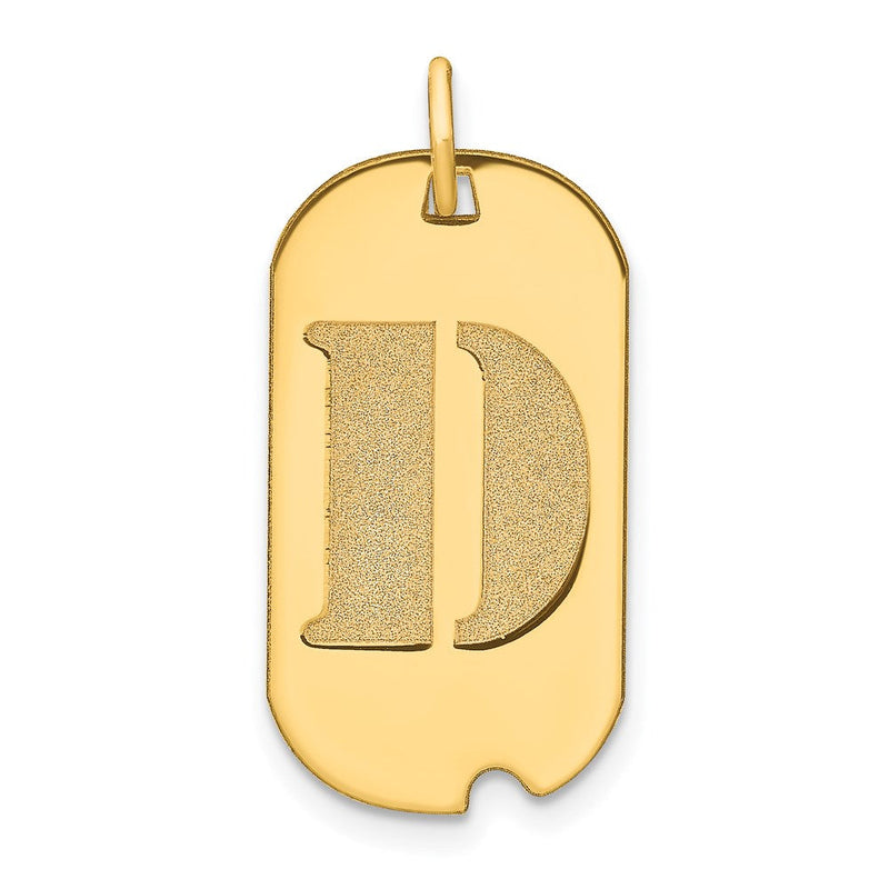 14K Gelbgold Polierter Buchstabe D Initial Hundemarken-Anhänger