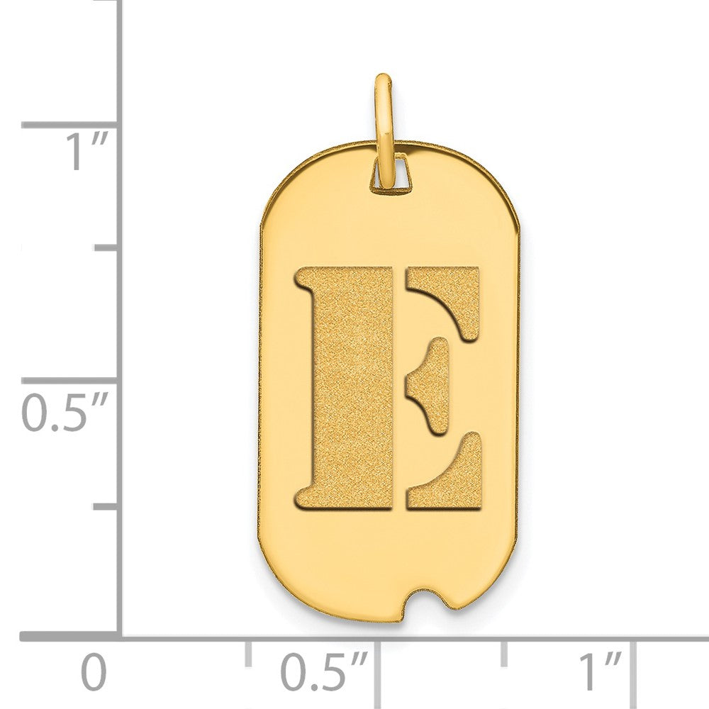 14K Gelbgold Polierter Buchstabe E Initial Dog-Tag-Anhänger