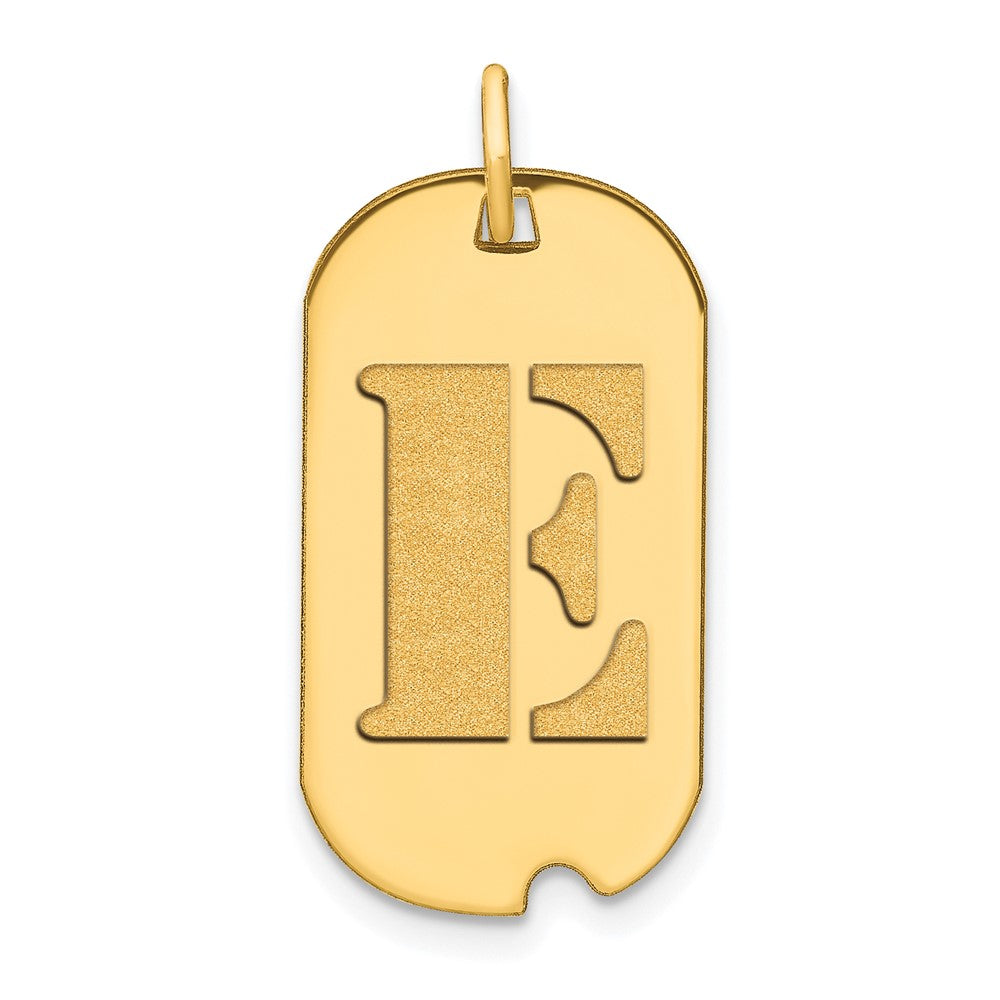 14K Gelbgold Polierter Buchstabe E Initial Dog-Tag-Anhänger