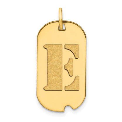14K Gelbgold Polierter Buchstabe E Initial Dog-Tag-Anhänger