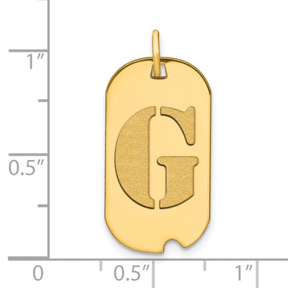 14K Gelbgold Polierter Buchstabe G Initial Hundemarke Anhänger