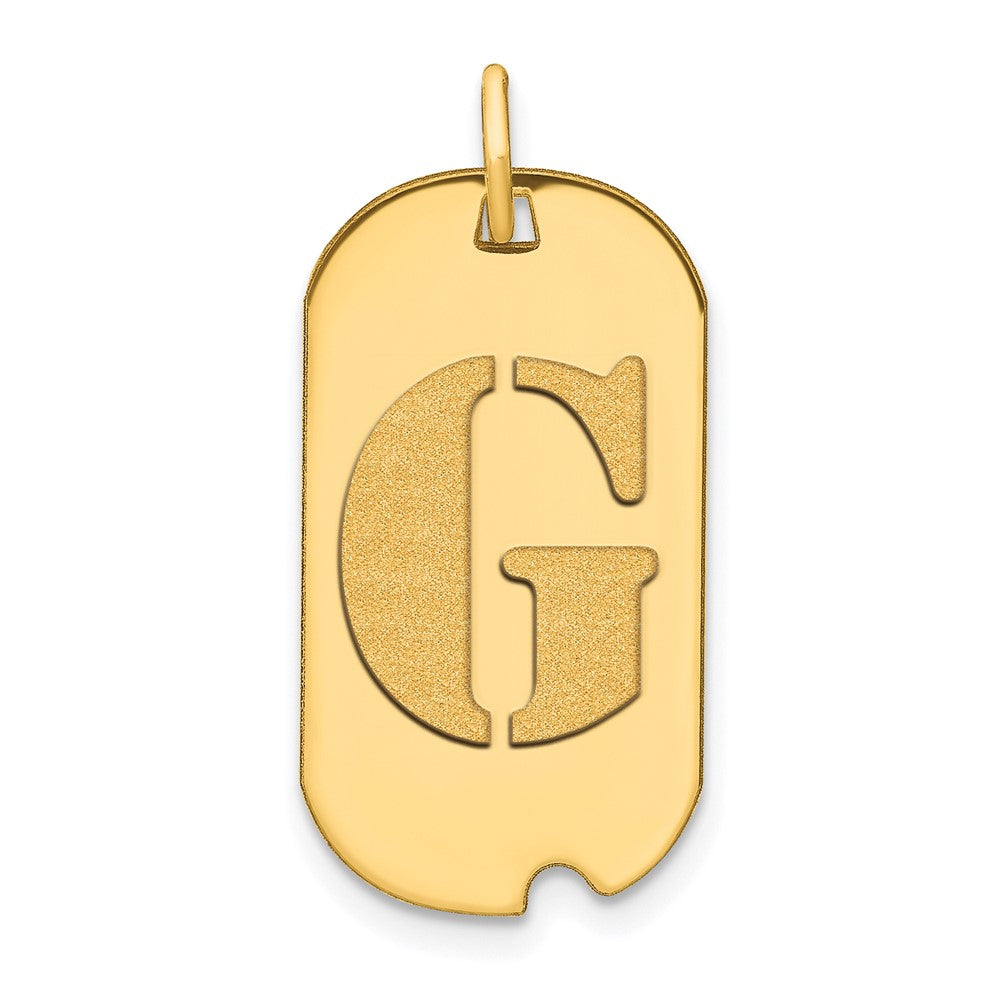 14K Gelbgold Polierter Buchstabe G Initial Hundemarke Anhänger