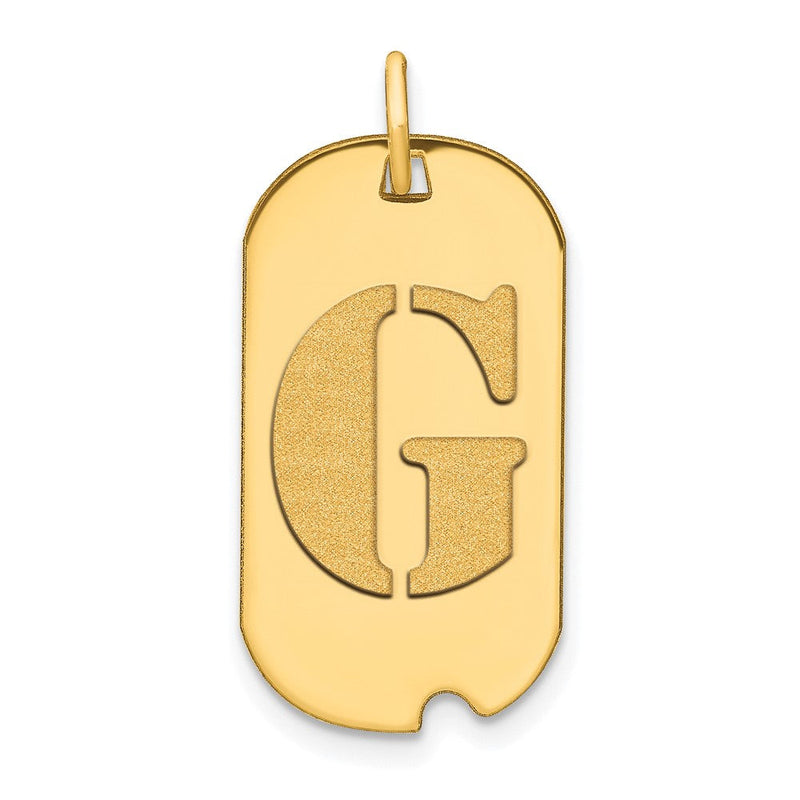 14K Gelbgold Polierter Buchstabe G Initial Hundemarke Anhänger