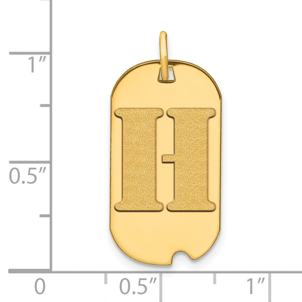 14K Gelbgold Poliert Buchstabe H Initial Hundemarke Anhänger