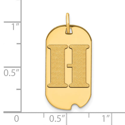 14K Gelbgold Poliert Buchstabe H Initial Hundemarke Anhänger