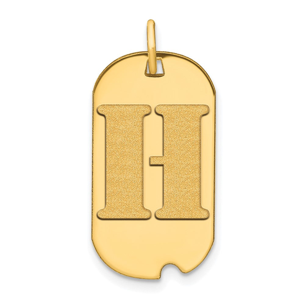 14K Gelbgold Poliert Buchstabe H Initial Hundemarke Anhänger