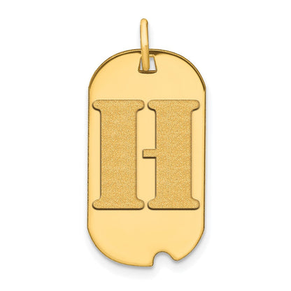 14K Gelbgold Poliert Buchstabe H Initial Hundemarke Anhänger