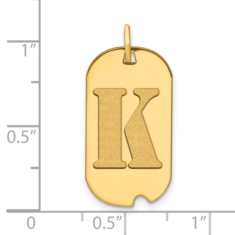 14K Gelbgold Polierter Buchstabe K Initial-Hundemarken-Anhänger