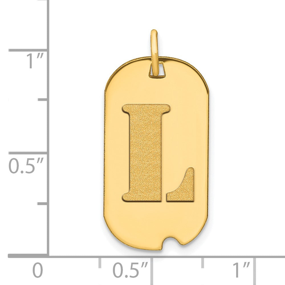 14K Gelbgold Poliertes Buchstabe L Initial Hundemarke Anhänger