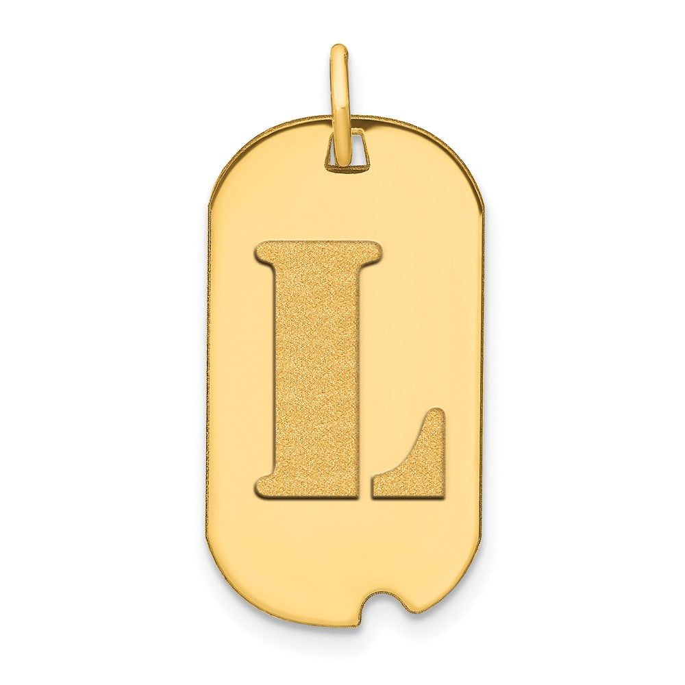 14K Gelbgold Poliertes Buchstabe L Initial Hundemarke Anhänger