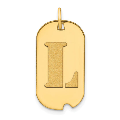 14K Gelbgold Poliertes Buchstabe L Initial Hundemarke Anhänger