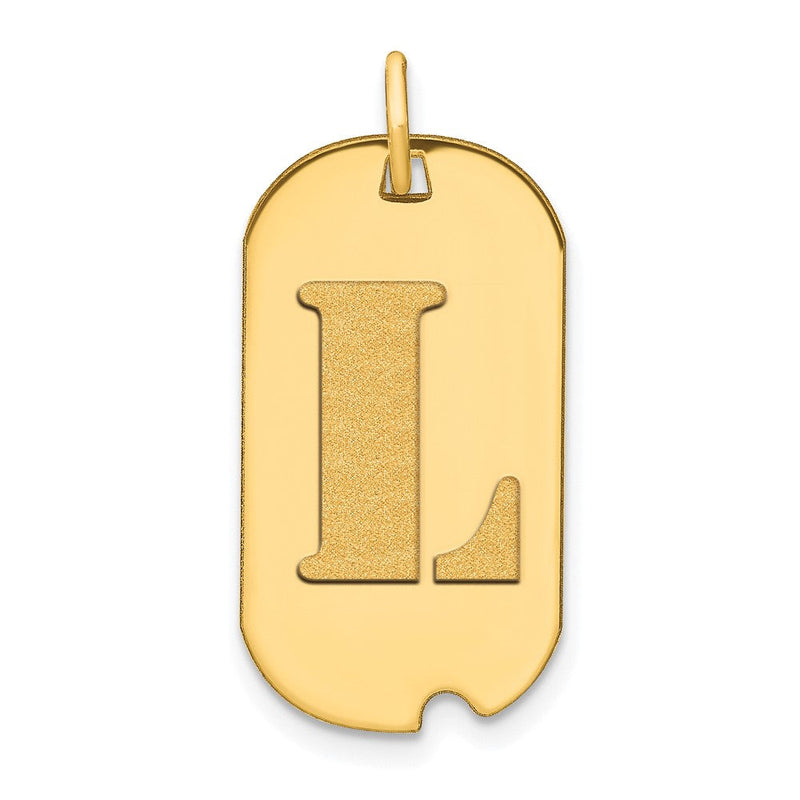 14K Gelbgold Poliertes Buchstabe L Initial Hundemarke Anhänger