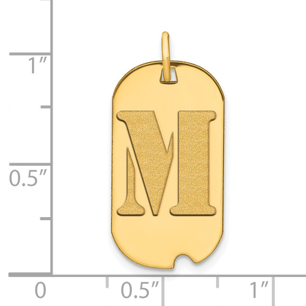 14K Gelbgold Poliert Buchstabe M Initial Hundemarken-Anhänger