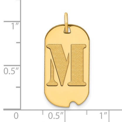 14K Gelbgold Poliert Buchstabe M Initial Hundemarken-Anhänger