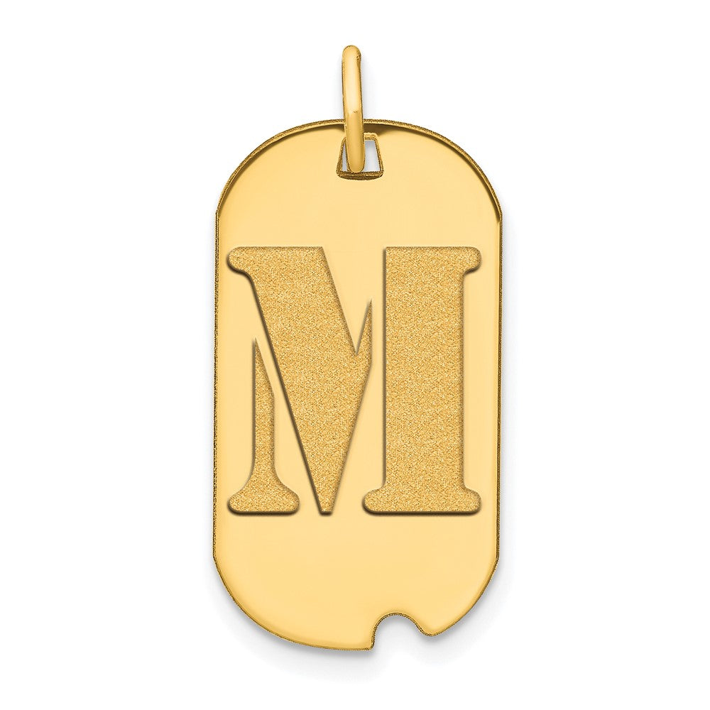 14K Gelbgold Poliert Buchstabe M Initial Hundemarken-Anhänger