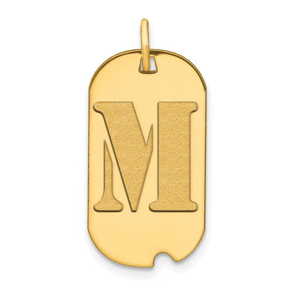 14K Gelbgold Poliert Buchstabe M Initial Hundemarken-Anhänger