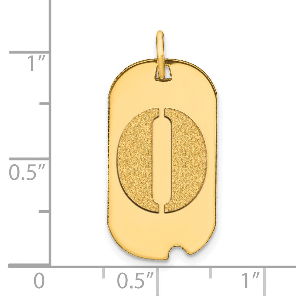 14K Gelbgold Polierter Buchstabe O Initial Hundemarke Anhänger