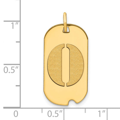14K Gelbgold Polierter Buchstabe O Initial Hundemarke Anhänger