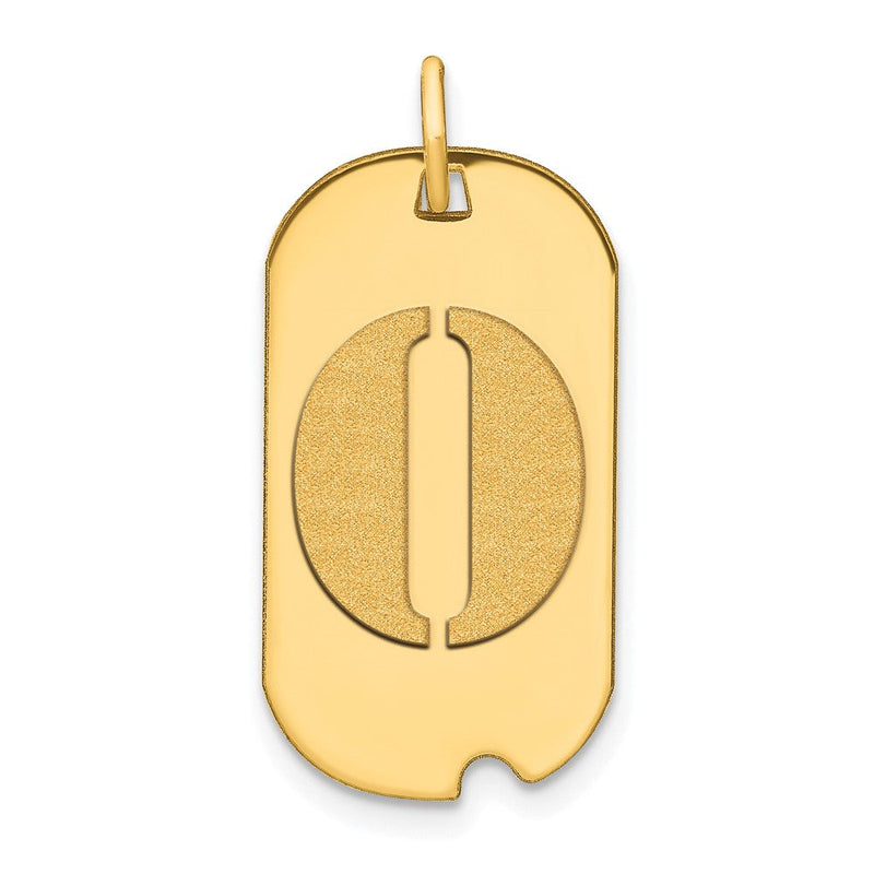 14K Gelbgold Polierter Buchstabe O Initial Hundemarke Anhänger