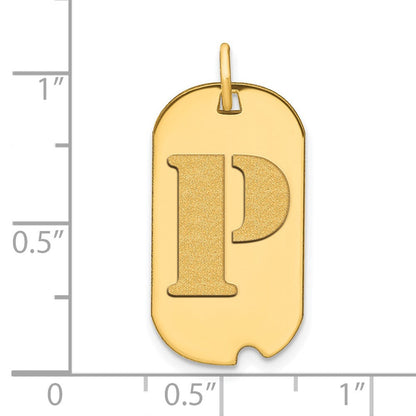 14K Gelbgold Polierter Erkennungsmarken-Anhänger mit Initiale Buchstabe P