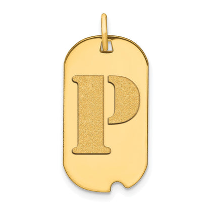 14K Gelbgold Polierter Erkennungsmarken-Anhänger mit Initiale Buchstabe P