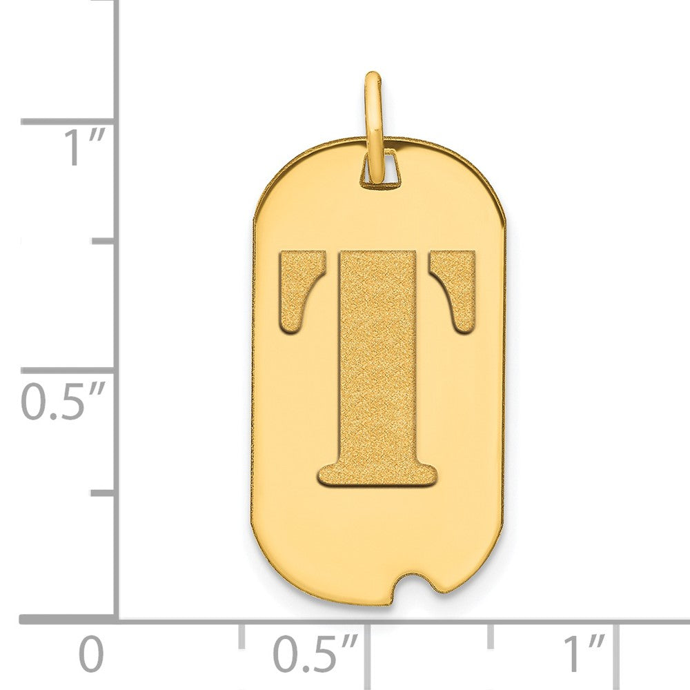 14K Gelbgold Polierter Hundemarken-Anhänger mit Initiale „T“