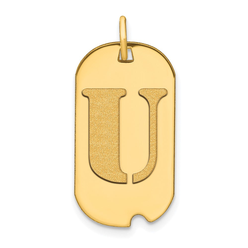 14K Gelbgold Polierter Erkennungsmarken-Anhänger mit Initiale „U“