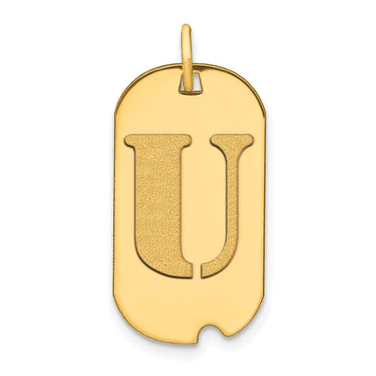 14K Gelbgold Polierter Erkennungsmarken-Anhänger mit Initiale „U“