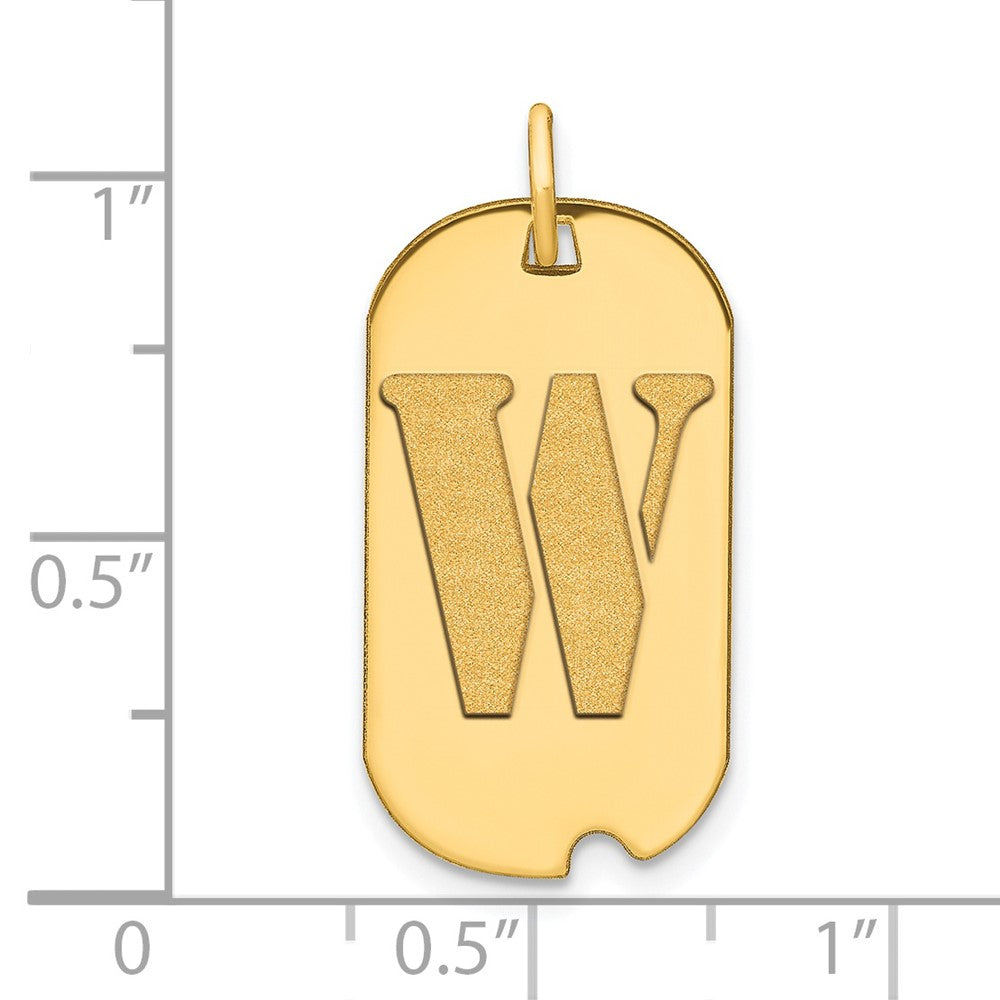 14K Gelbgold Poliert Buchstabe W Initial Dog Tag Anhänger