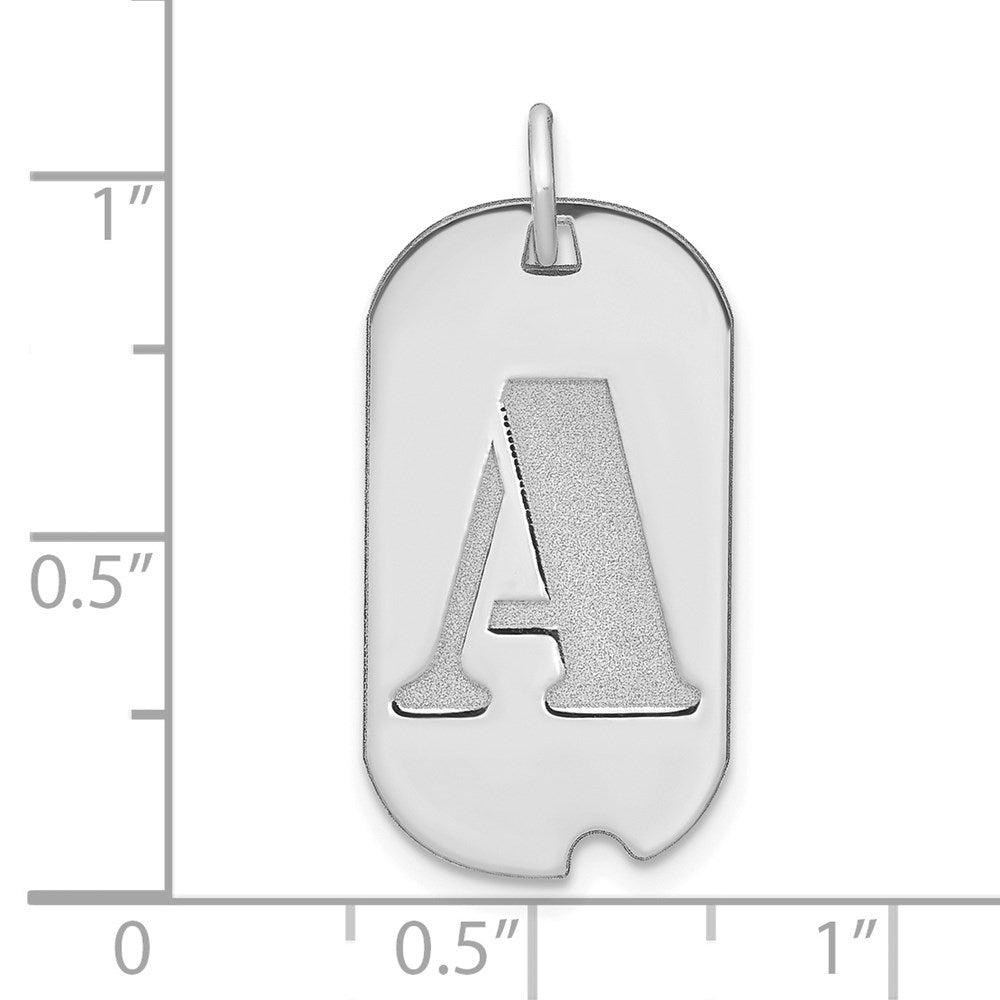 14K Weißgold polierter Buchstabe A Initial-Hundemarken-Anhänger