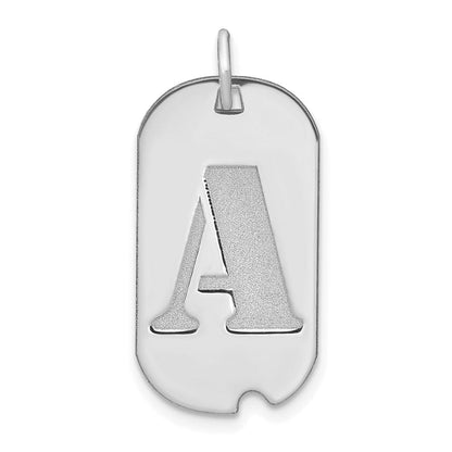 14K Weißgold polierter Buchstabe A Initial-Hundemarken-Anhänger