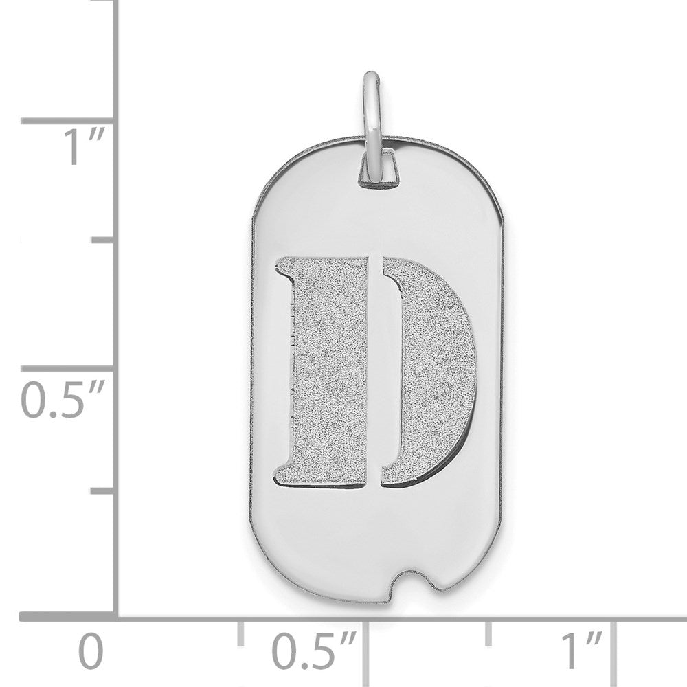 14K Weißgold Polierter Buchstabe D Initial Hundemarke Anhänger