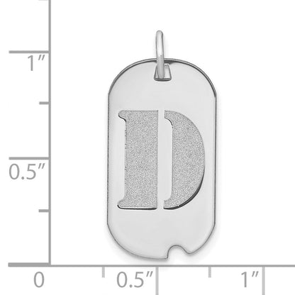 14K Weißgold Polierter Buchstabe D Initial Hundemarke Anhänger