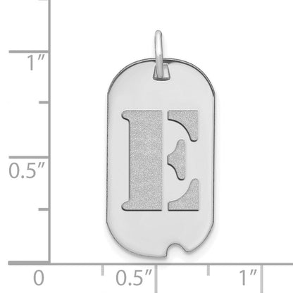 14K Weißgold Poliert Buchstabe E Initial Dog Tag Anhänger