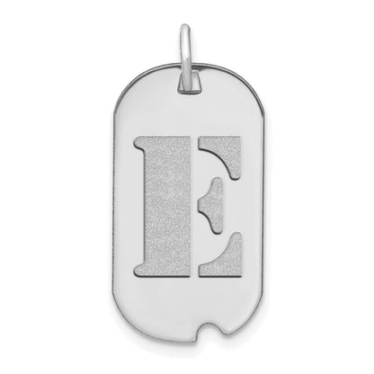 14K Weißgold Poliert Buchstabe E Initial Dog Tag Anhänger