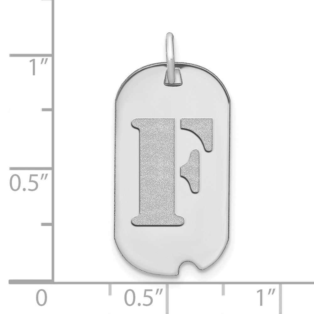 14K Weißgold polierter Buchstabe F Initial Hundemarke Anhänger