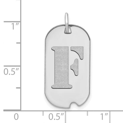 14K Weißgold polierter Buchstabe F Initial Hundemarke Anhänger