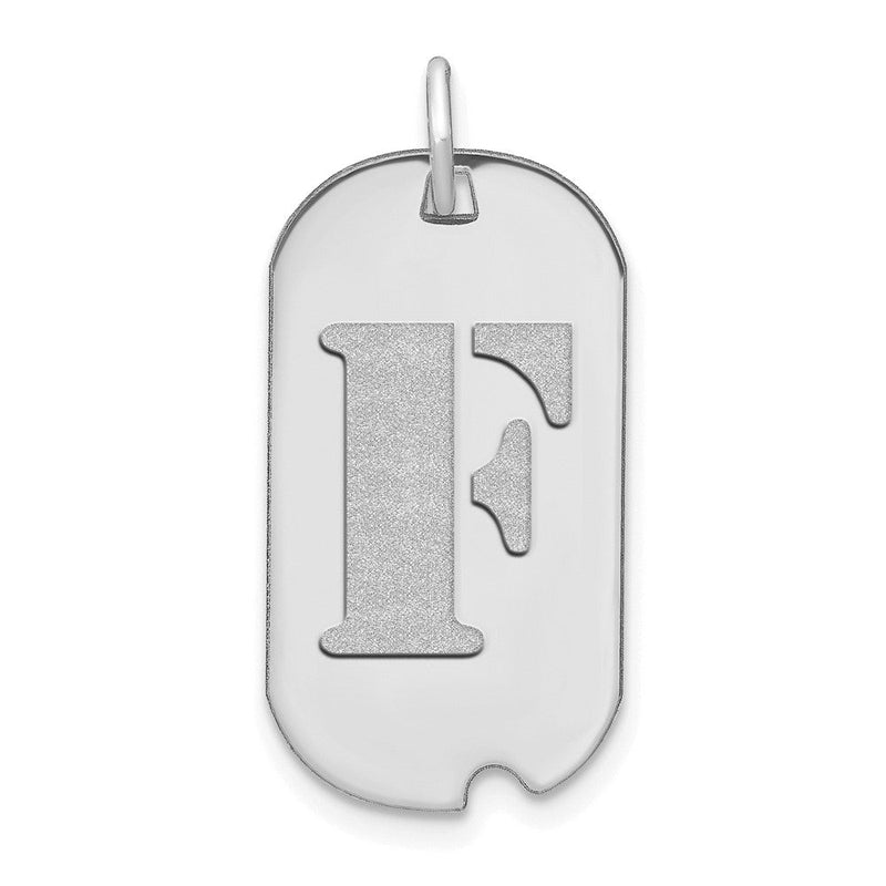 14K Weißgold polierter Buchstabe F Initial Hundemarke Anhänger